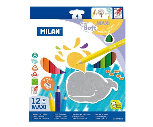 Milan 12 Maxi Super-Soft Coloured Pencils